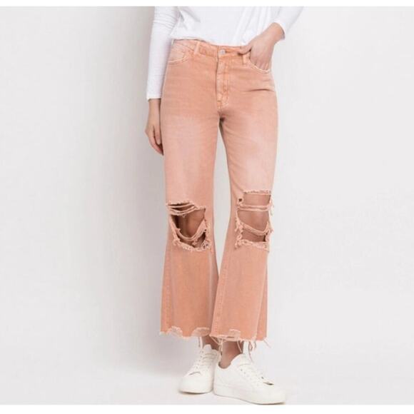Vervet Jeans Womens 27 Leslie 90s VTG Flare Distressed High Rise Crop NWT - Picture 1 of 9